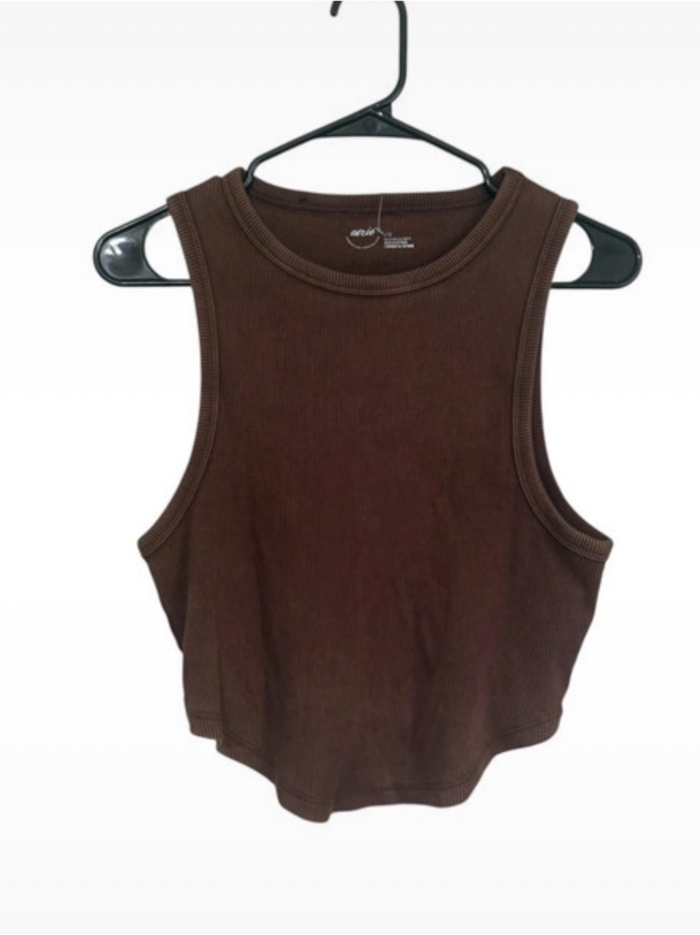aerie Brown Ribbed Cropped Tank Top